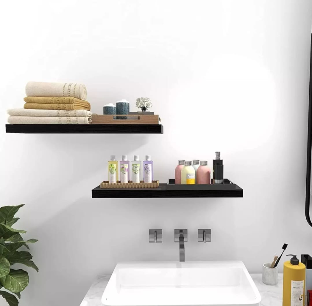 Wall-Mounted Wooden Floating Shelves