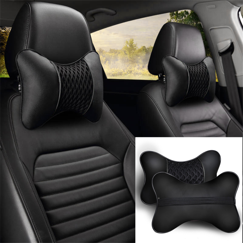 2 Pcs Car Seat Head Neck Rest Cushion Black