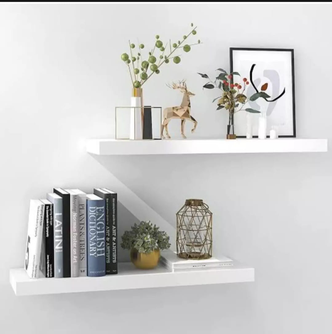 Wall-Mounted Wooden Floating Shelves