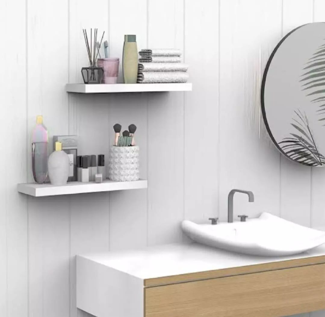 Wall-Mounted Wooden Floating Shelves